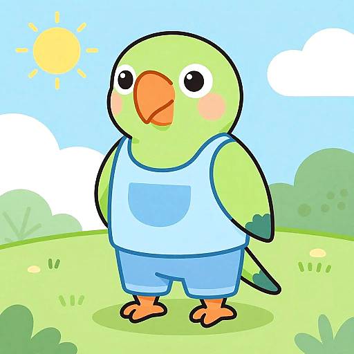 Cheerful Parrot in Casual Summer Wear