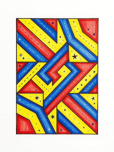 Abstract Zigzag Patchwork Artwork