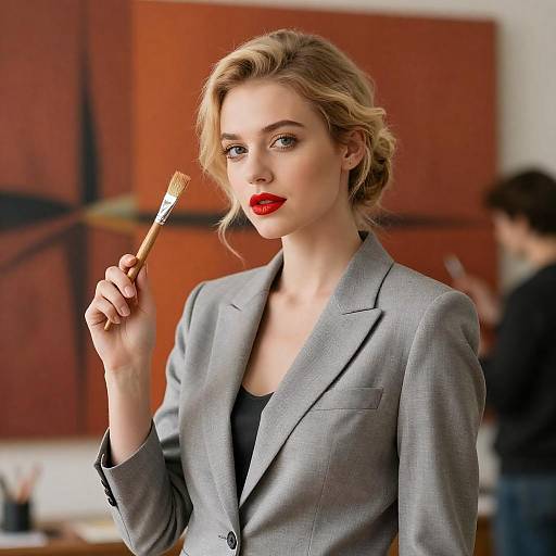 Elegant Artist in Abstract Surroundings