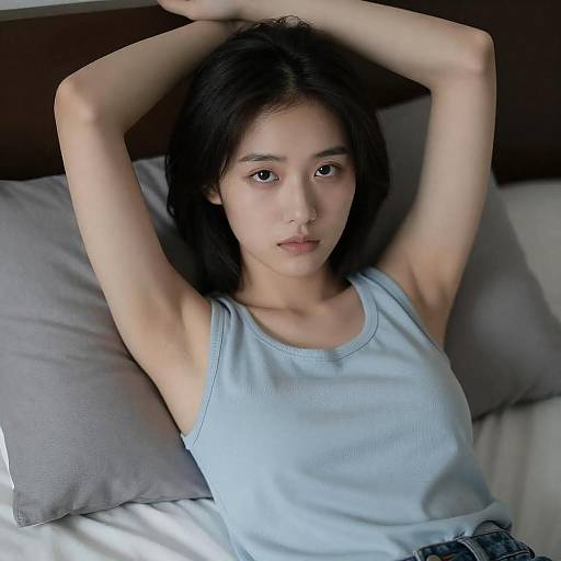 Moody Portrait of Woman on Bed