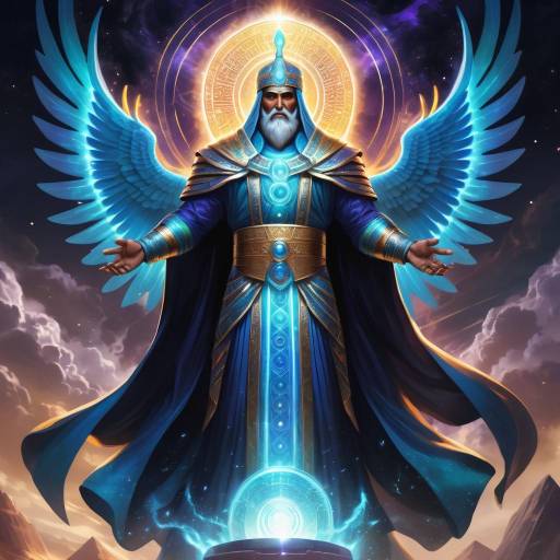 Majestic Mythical Winged King with Glowing Halo