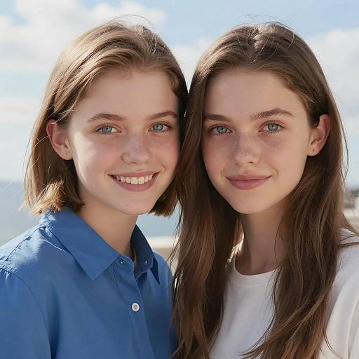 Two Smiling Women Under a Bright Sky