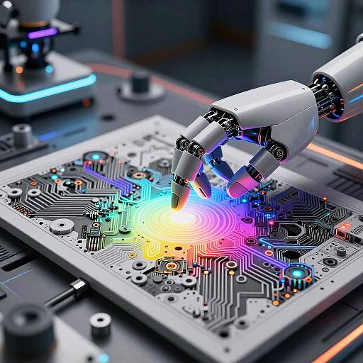 Robotic Hand Applying Color to Digital Circuitry