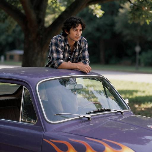 Vintage Car with a Pensive Man