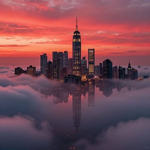 Luminous Floating Metropolis Above Clouds