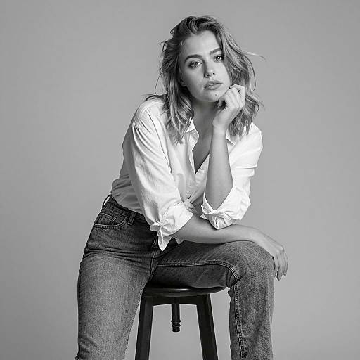 Elegant Black-and-White Portrait of Woman