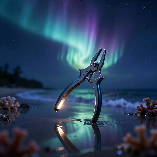 Luminescent Coral Clipper Under Aurora