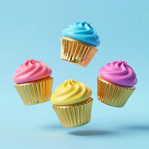 Colorful Cupcakes with Gold Foil