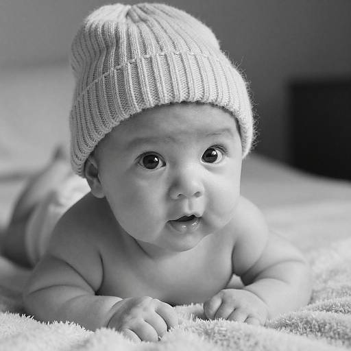 Adorable Black and White Baby Portrait