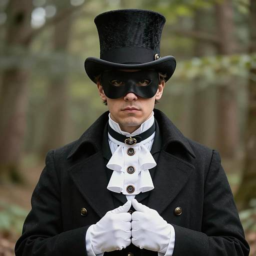 Man in Victorian Steampunk Costume with Mask