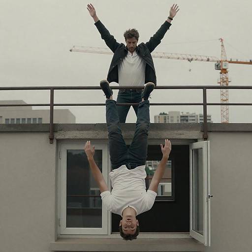 Dramatic Rooftop Encounter in the City