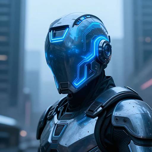 Neon Cybernetic Warrior Helmet Armor