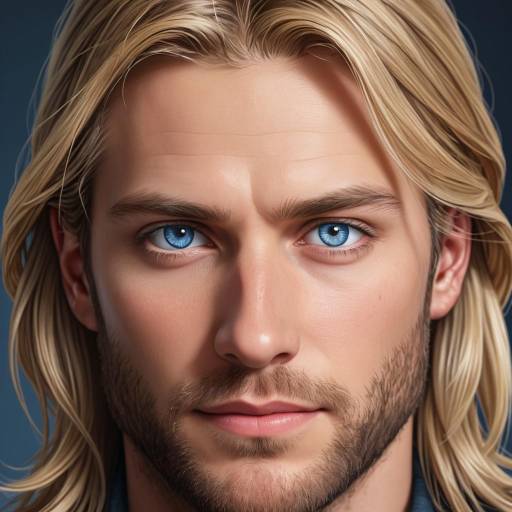 Portrait of young man with blonde hair and blue eyes