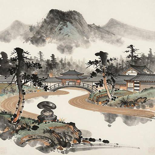 Kano Eitoku Suiboku Misty Zen Garden