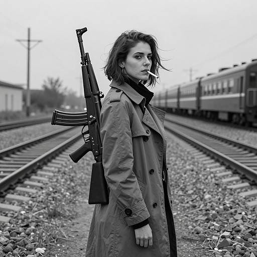 Moody Black and White Portrait of a Woman