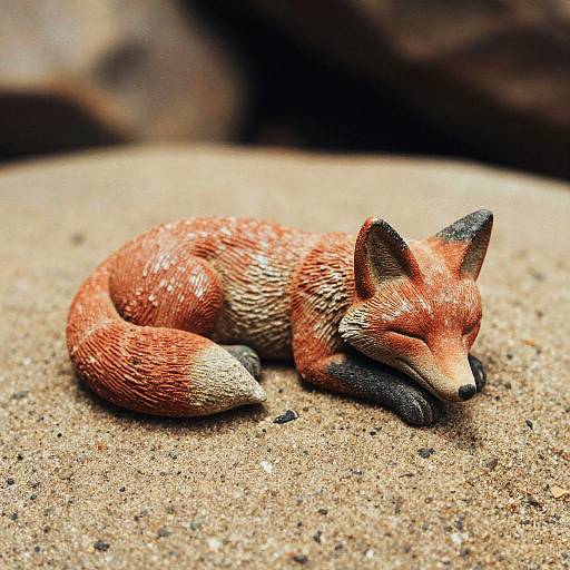 Vintage Macro of Sleeping Fox Statue
