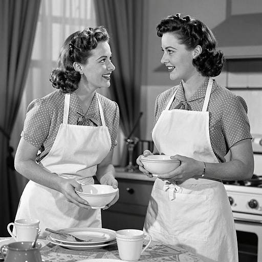 1940s Kitchen Scene with Two Women