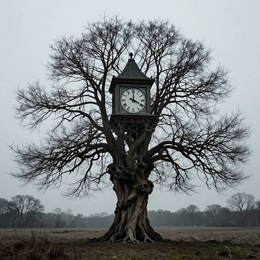 Haunting Clock Tower Tree Fusion