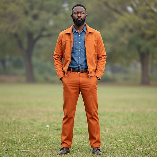 Stylish Mature Man in Orange Jacket