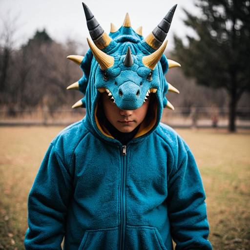 Realistic Boy in Triceratops Costume
