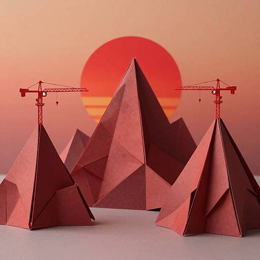 Origami Mountains with Mechanical Cranes