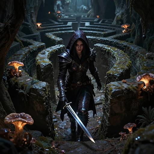 Stealthy Female Duergar Rogue in Cave