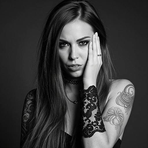 Dramatic Black-and-White Tattooed Woman