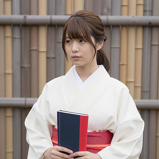 Elegant Young Japanese Woman in Kimono