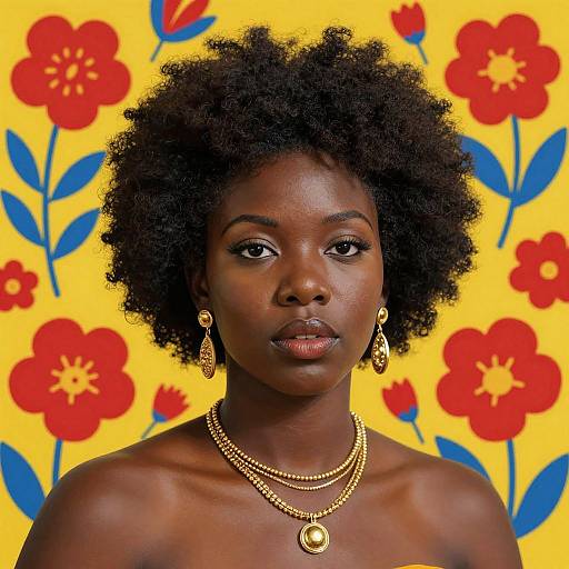 Vibrant Afro Portrait with Flowers