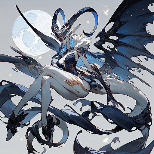 Elegant White Horned Alien Creature