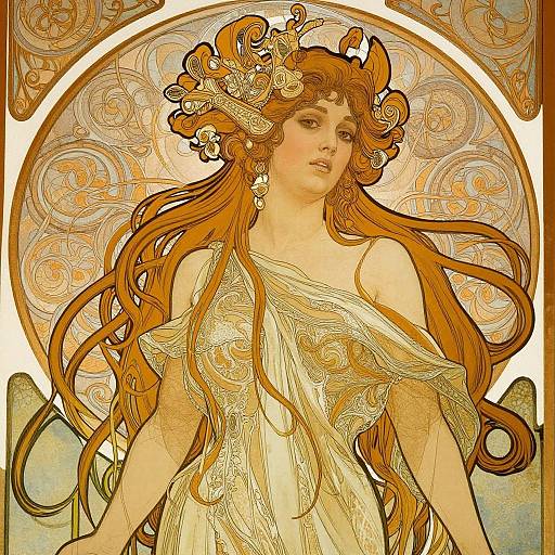 Elegant Art Nouveau Woman Portrait