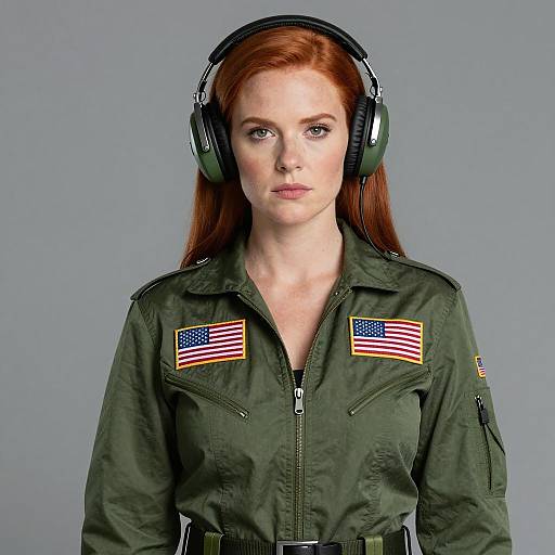Red-Haired Woman in Military Jumpsuit