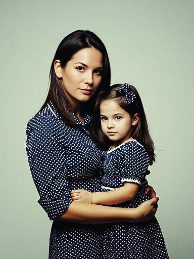 Mother and Daughter in Matching Polka Dot Dresses