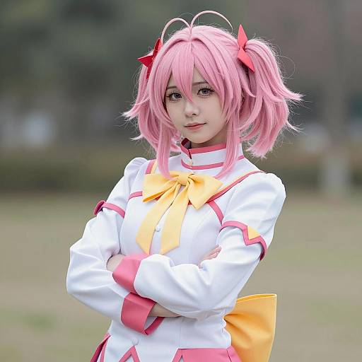 Cosplayer in Natsuki Anime Costume
