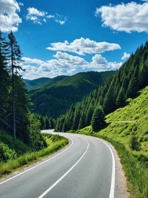 Lush Country Road Beneath Clear Sky