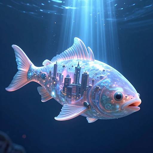 Surreal Futuristic Space-Fish Cityscape