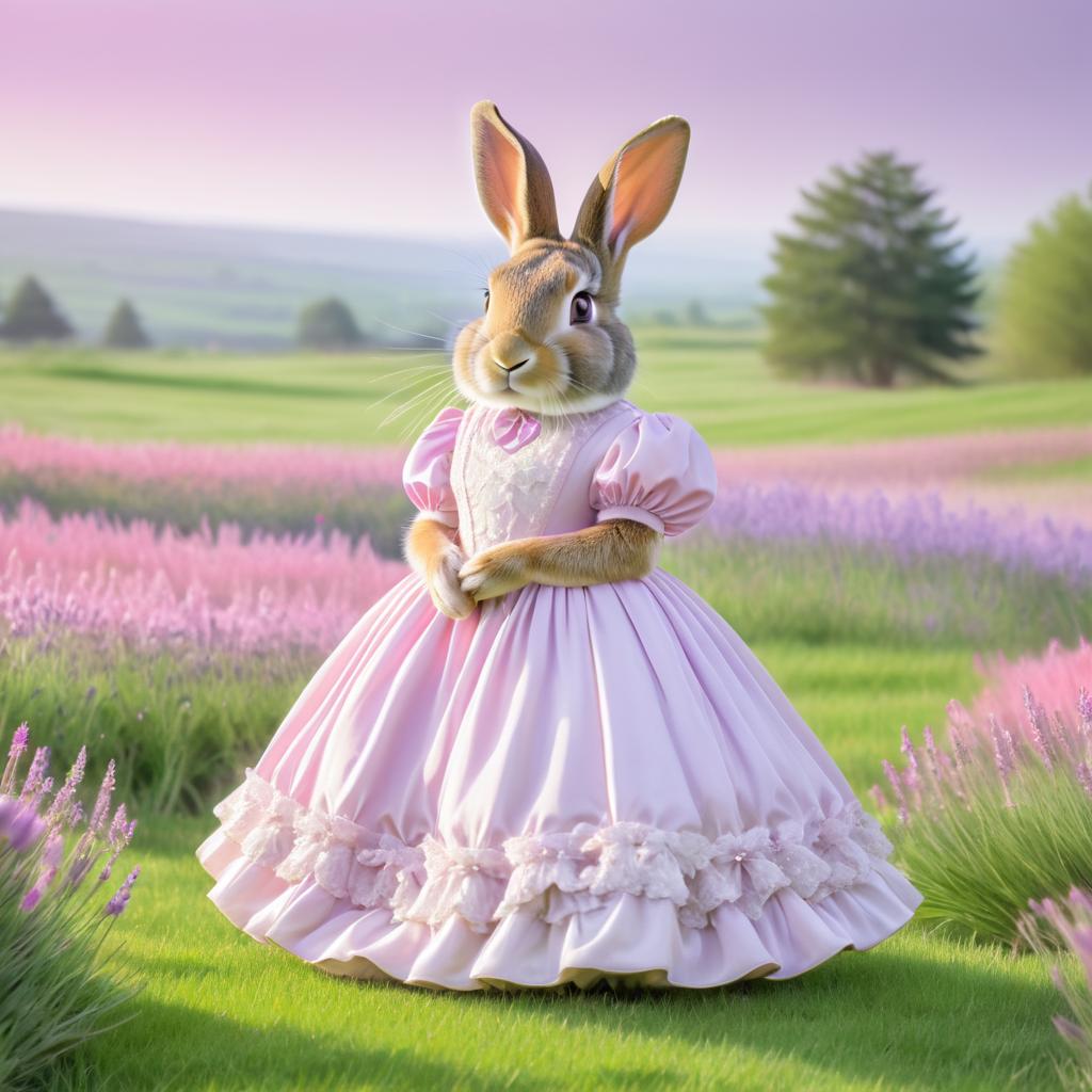 Regal Rabbit in Elegant Dress Portrait