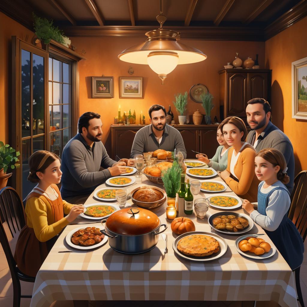 Warm Family Gathering at Dinner Table