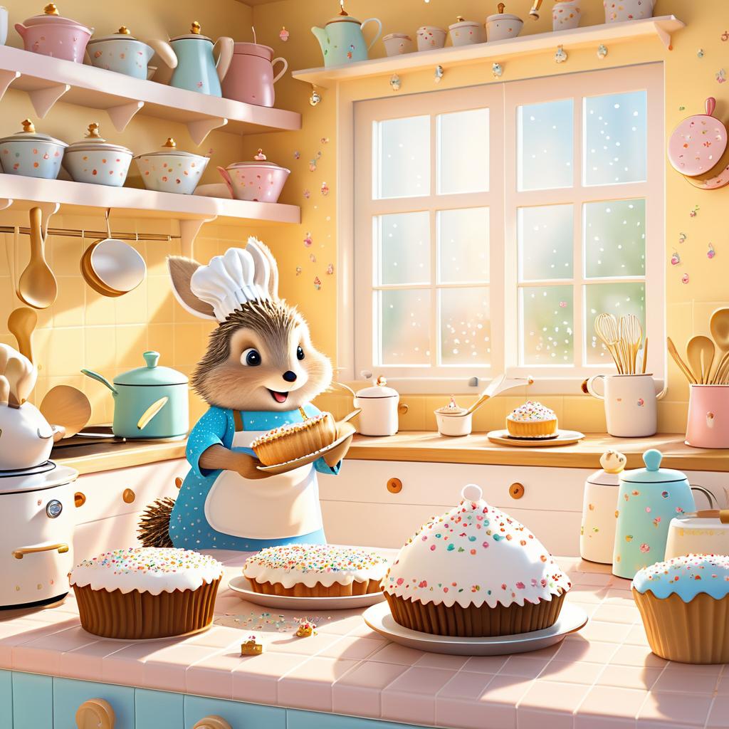 Charming Hedgehog Baking Cupcakes Adventure