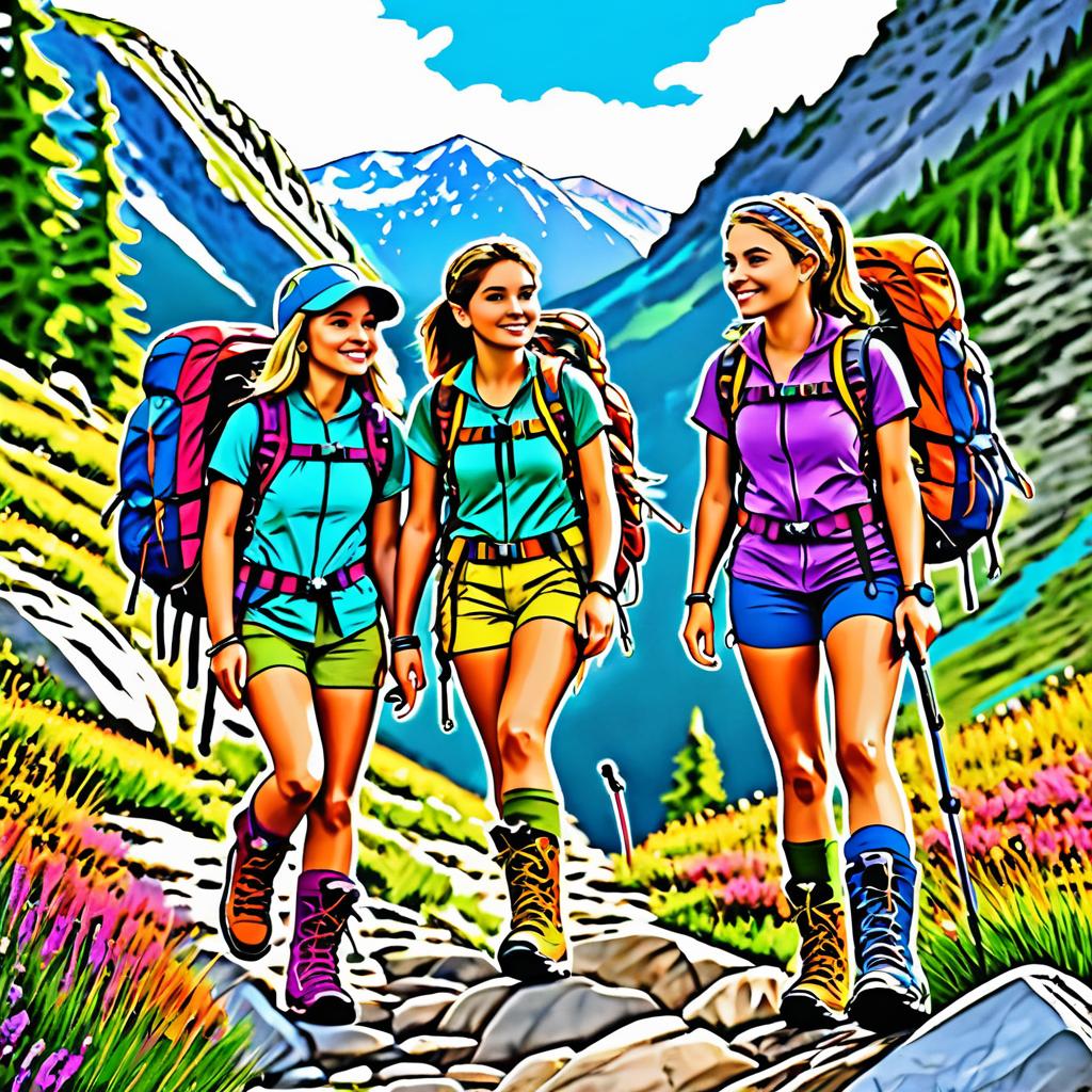 Adventurous Teens on a Mountain Trail