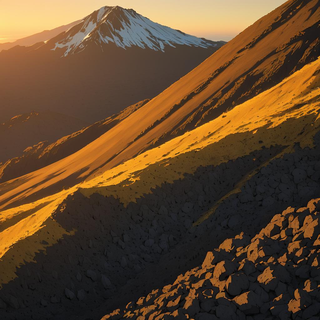 Tranquil Volcanic Summit at Golden Hour