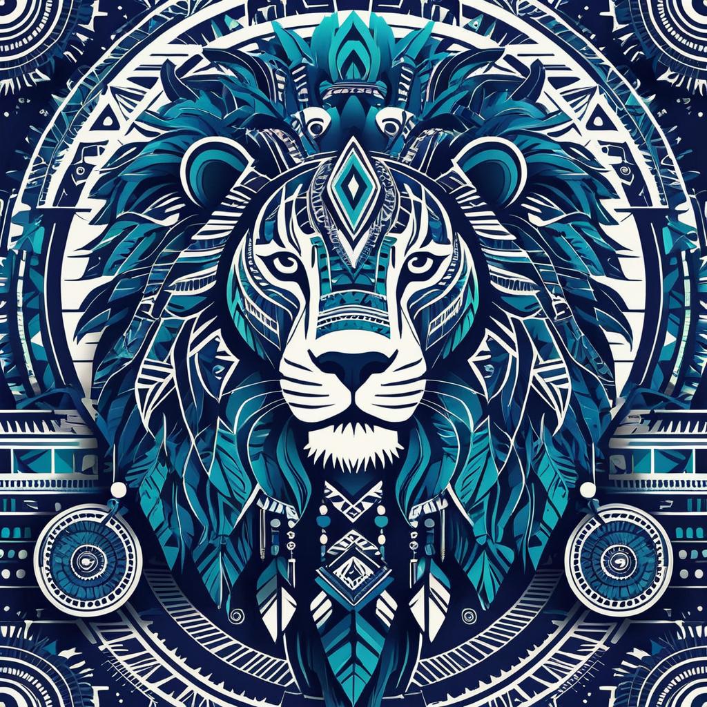 Tribal Lion Synth Art Design