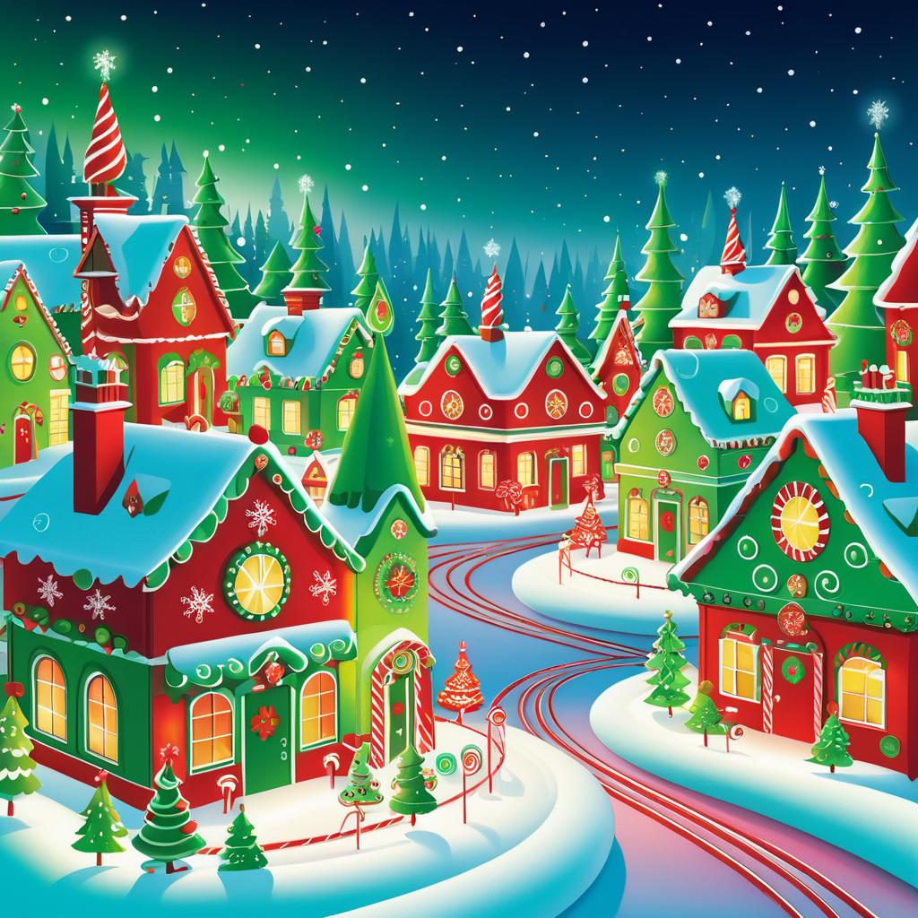 Whimsical North Pole Holiday Scene