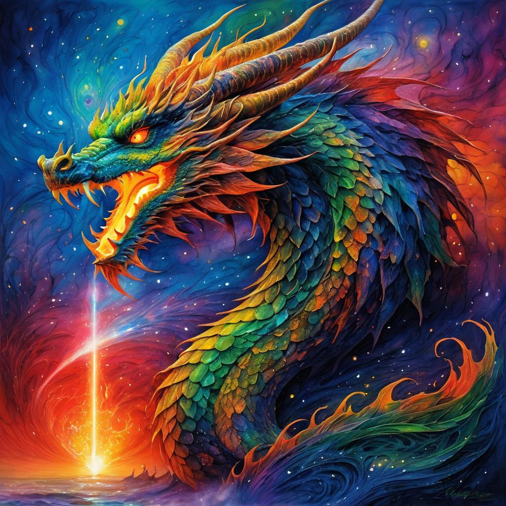 Vibrant Dragon in Neo-Impressionist Style