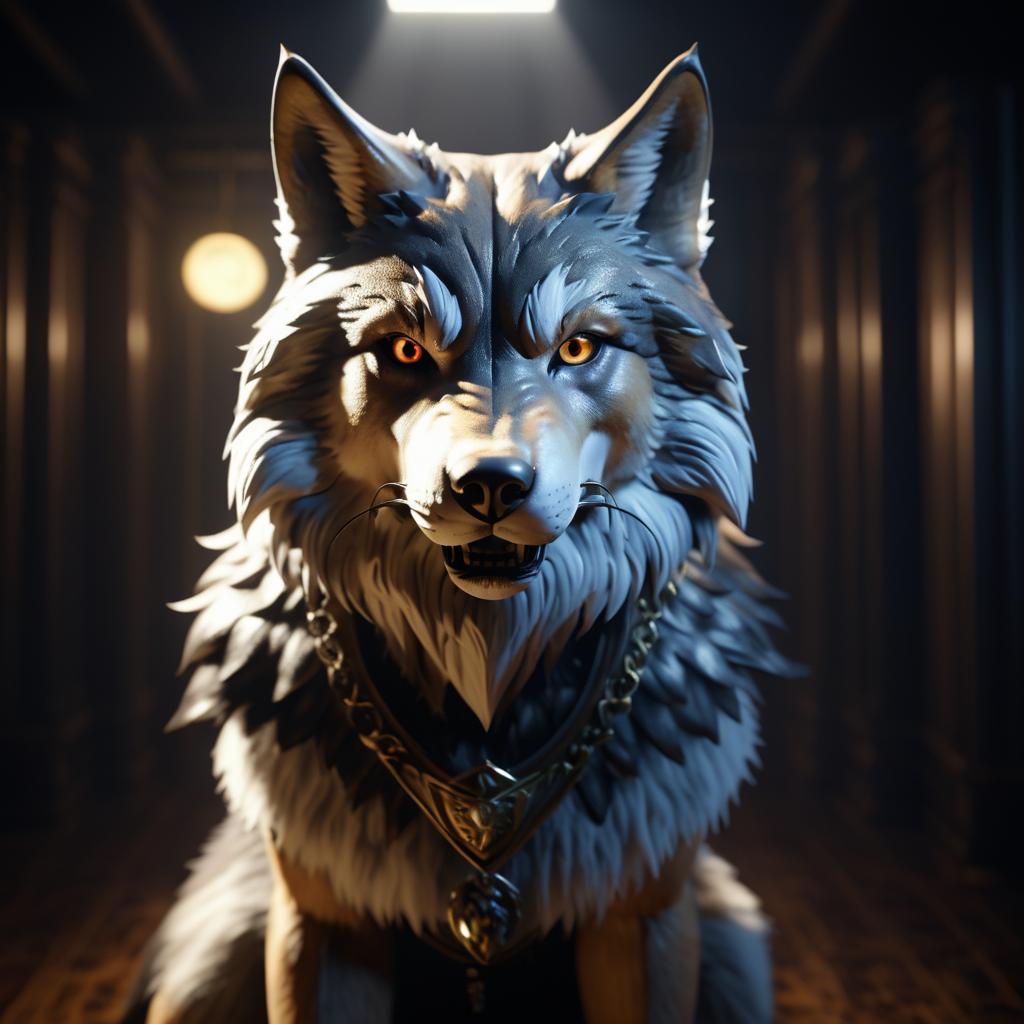 Fierce Anthropomorphic Wolf in Surreal Detail