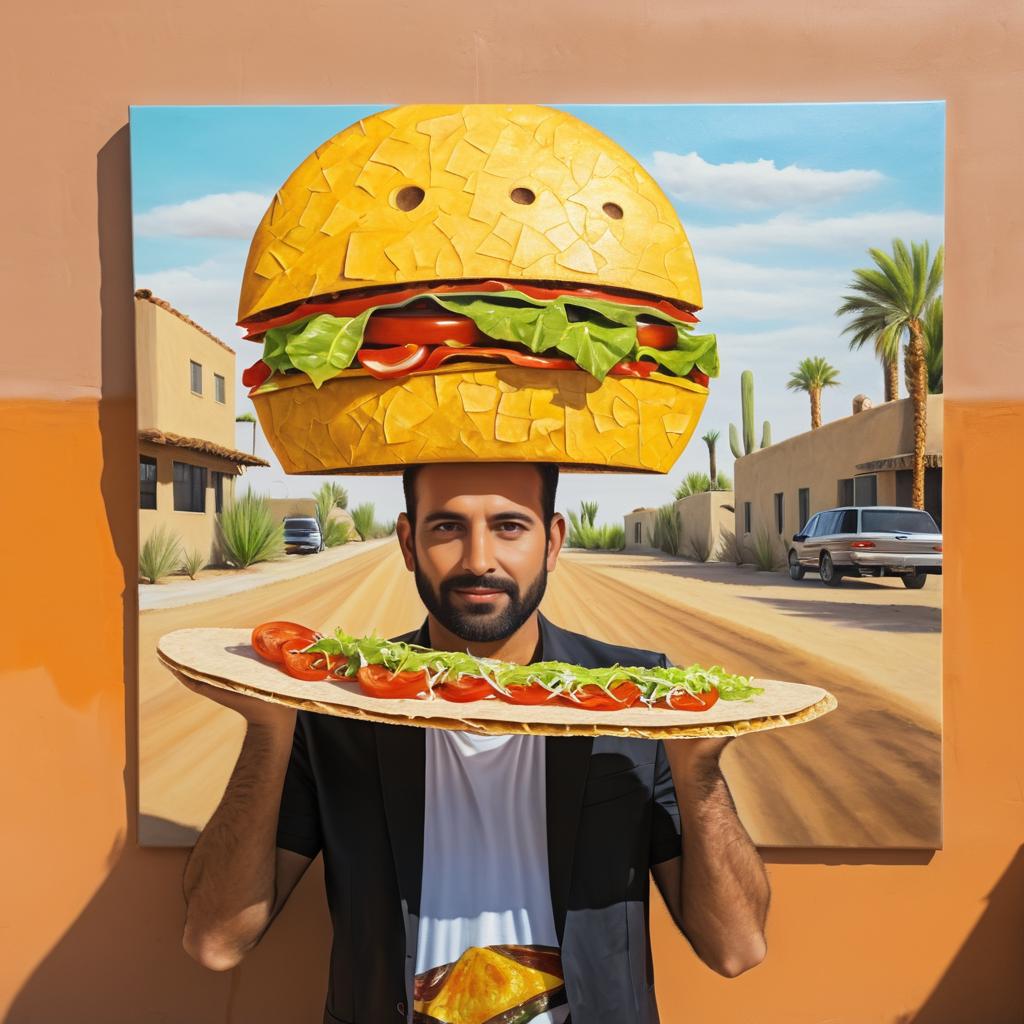 Surreal Man with Taco Head Artwork