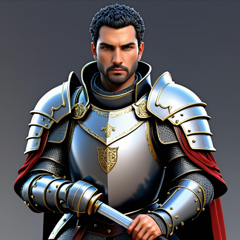 Detailed Illustration of a Stoic Knight