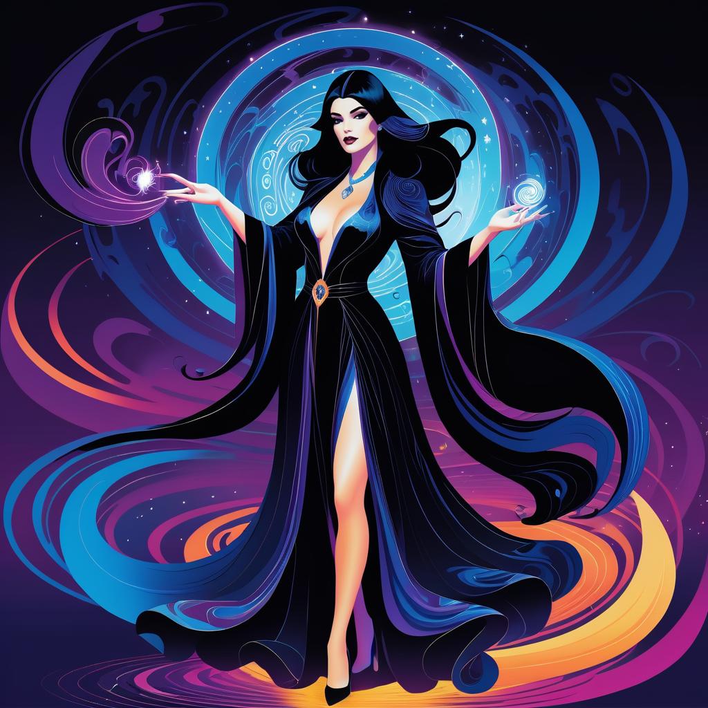 Mysterious Sorceress in Pop Art Style