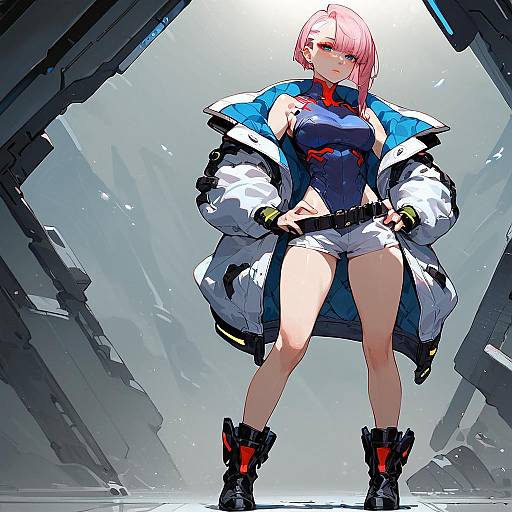 Cyberpunk Anime Girl with Pink Hair