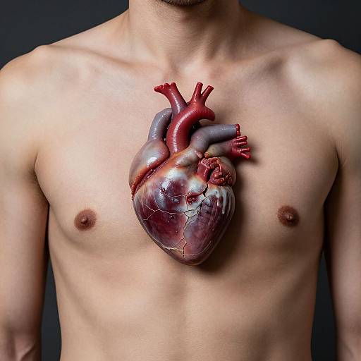 Man with Visible Cracked Heart
